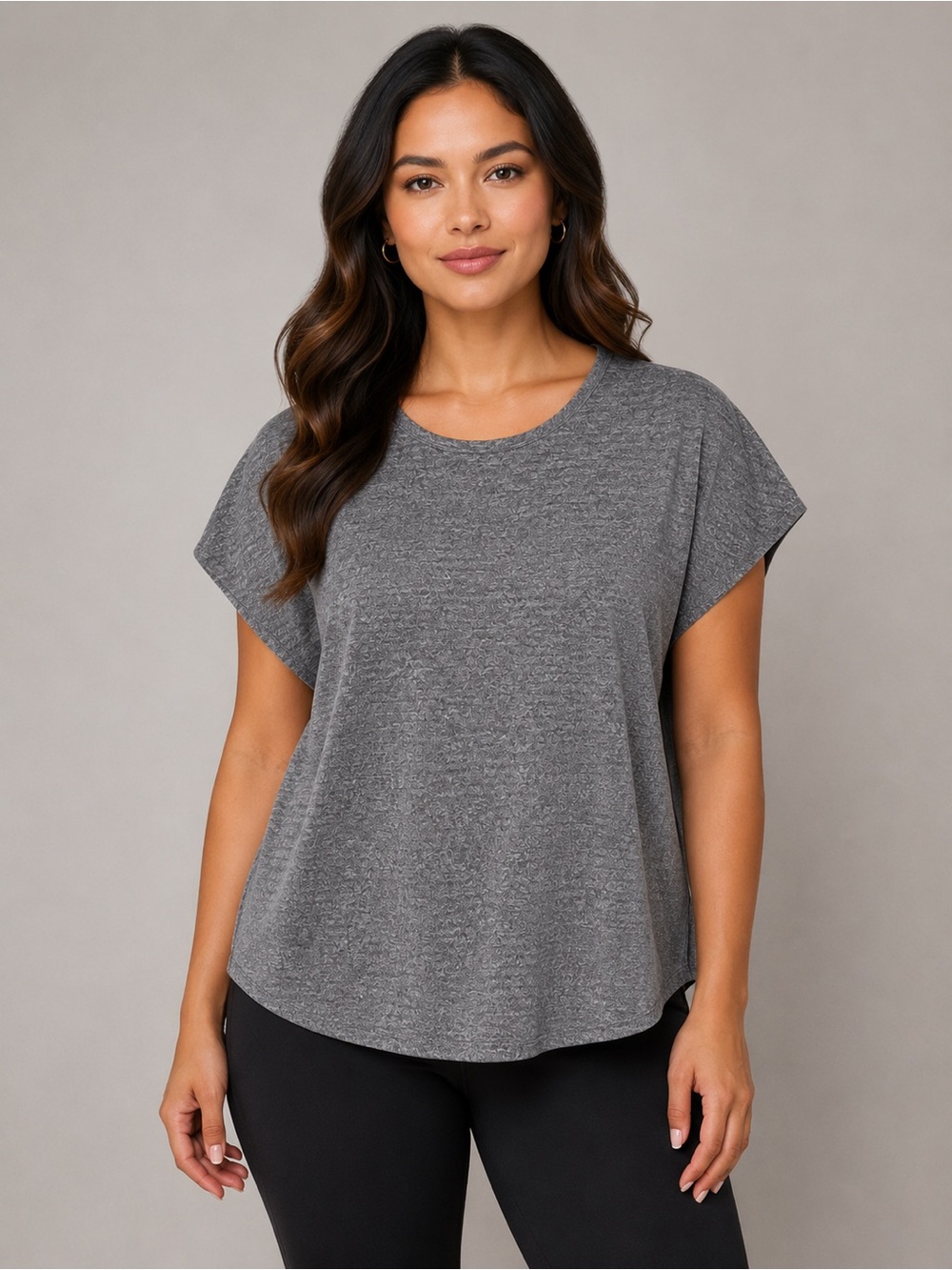 Women's Lisa Rinna Gray Short Sleeve Top - Size Medium